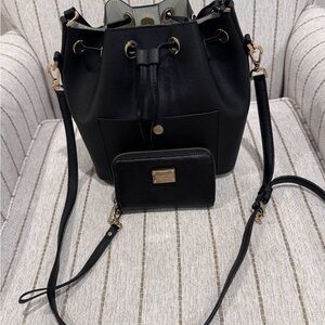 Michael Kors Black Bucket Bag with Wallet